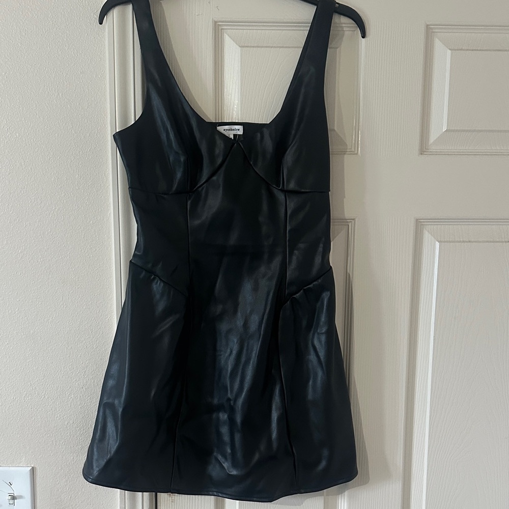 Faux Leather Black Dress